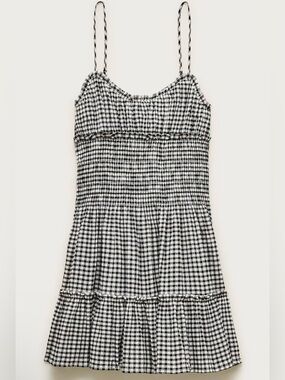 J. Crew | smocked mini dress in gingham
